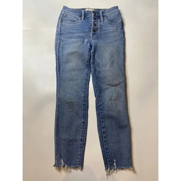 Madewell 10" High Rise Skinny 25P Button Fly Raw Frayed Jean - Picture 2 of 10